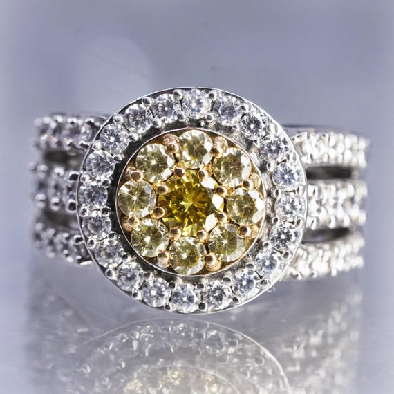 Size 9.25, vintage SJD Sterling 925 silver statement ring with cluster citrine, stamped 925 SJD