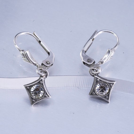 Vintage Sterling 925 silver diamond shaped earring