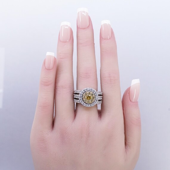 Size 9.25, vintage SJD Sterling 925 silver statement ring with cluster citrine, stamped 925 SJD View 2