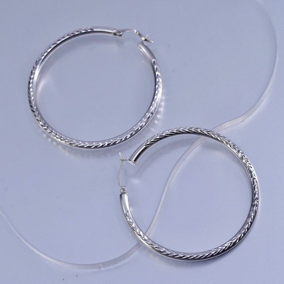 2”, vintage Sterling silver handmade earrings, te… - image 1