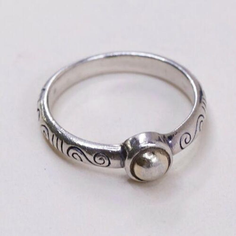 Sz 7 Vtg Brighton Sayan Sterling Silver Handmade Ring, 925 Band W/ Swirly image 4
