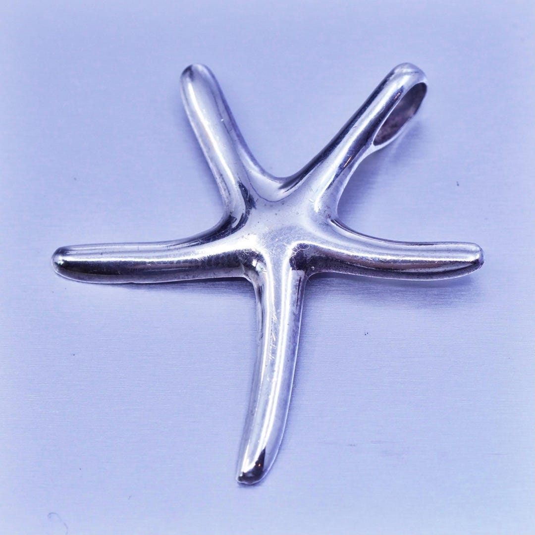 Antique Sterling Silver Handmade Simple 925 Starfish Star Pendant - Etsy