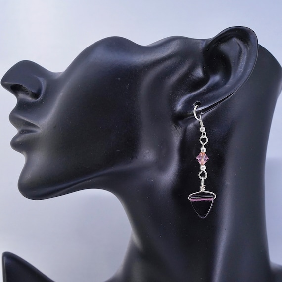 Vintage Sterling 925 silver handmade earrings wit… - image 2