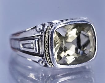 Size 7.5, Fred Samuel Benham BJC Sterling Silver peridot Ring with 18K beads