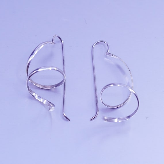 Vintage Sterling 925 silver handmade twisted earr… - image 3