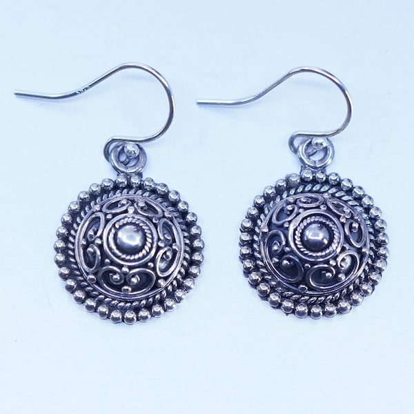 vintage BA Suarti Bali Sterling 925 Silver Pierced Earrings with beads, stamped 925 BA