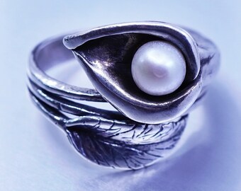 R01306SP Shablool Didae Israel Sterling Silver Ring Round Pearl White Women R01306SP Shablool Didae Israel Sterling Silver Ring Round Pearl White Women