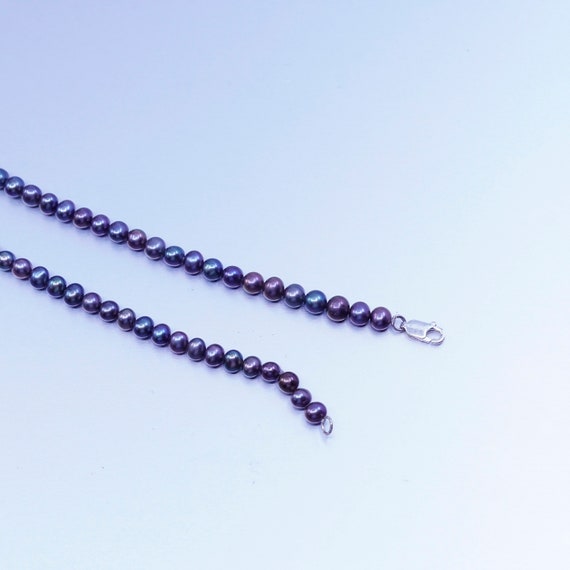 18”, vintage freshwater 5mm black pearl necklace … - image 5