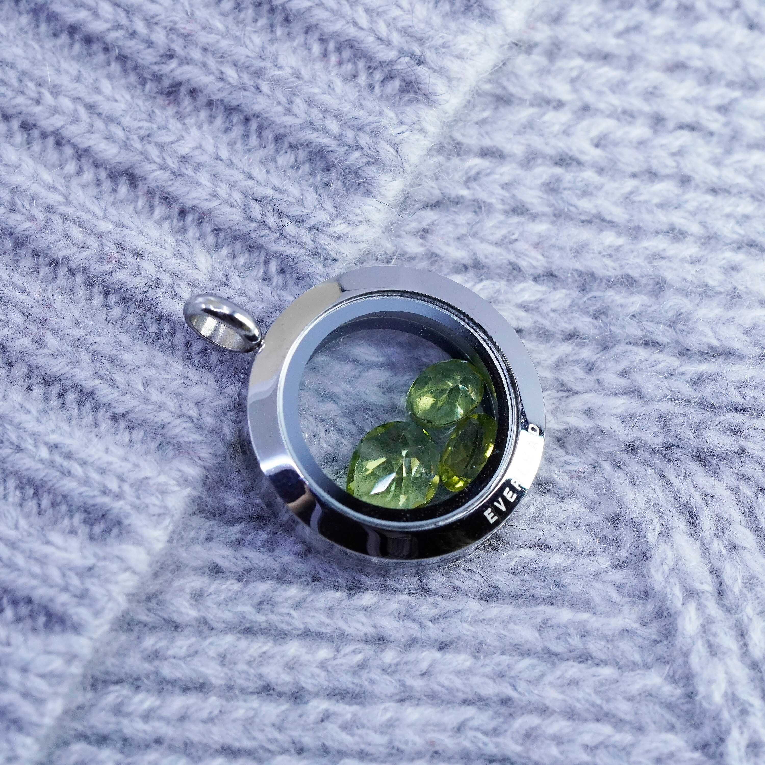 Everlead Silver Tone Charm Pendant With Peridot Floating Charms