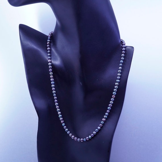 18”, vintage freshwater 5mm black pearl necklace … - image 2