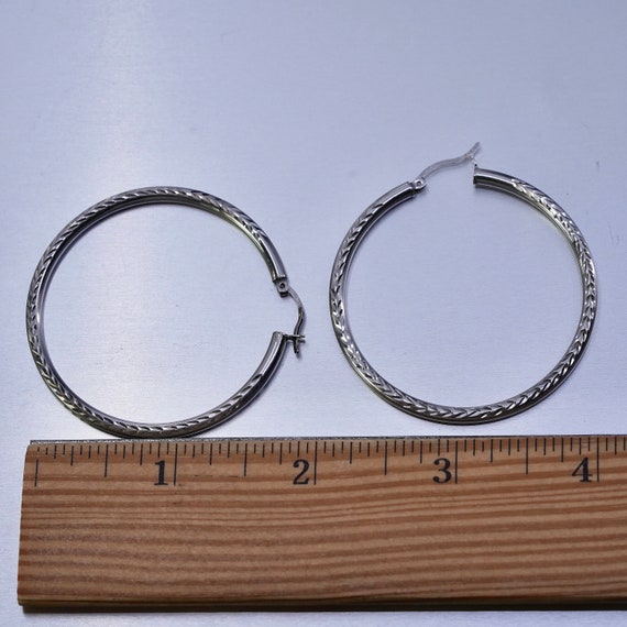 2”, vintage Sterling silver handmade earrings, te… - image 6
