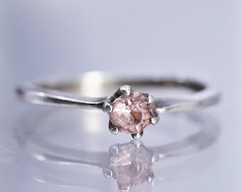 maat 3,75, handgemaakte vintage sterlingzilveren ring, stapelbare 925 ring met amethist, gestempeld 925