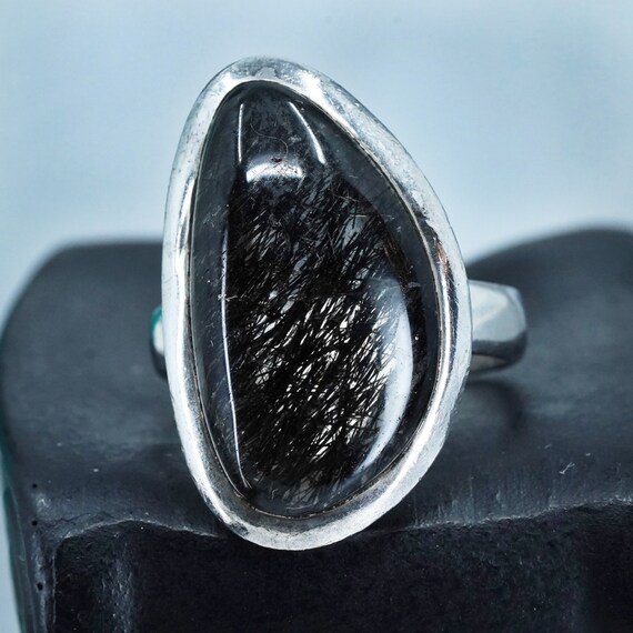 Size 9, vintage Sterling 925 silver handmade ring… - image 1