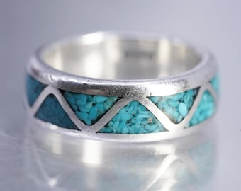 Size 5.25, Native American Zuni Sterling Silver Handmade Ring, 925