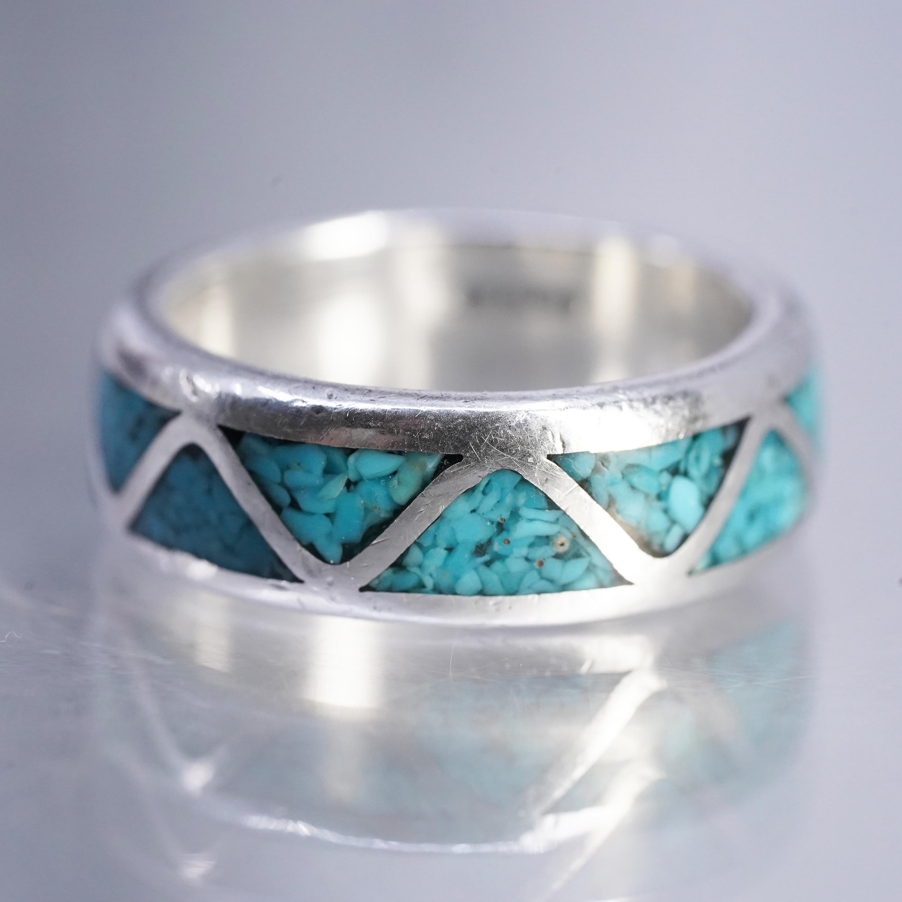 Size 5.25, Native American Zuni Sterling Silver Handmade Ring, 925