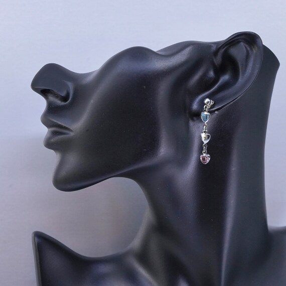 Vintage Sterling 925 silver earrings with amethys… - image 3