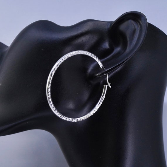 2”, vintage Sterling silver handmade earrings, te… - image 2