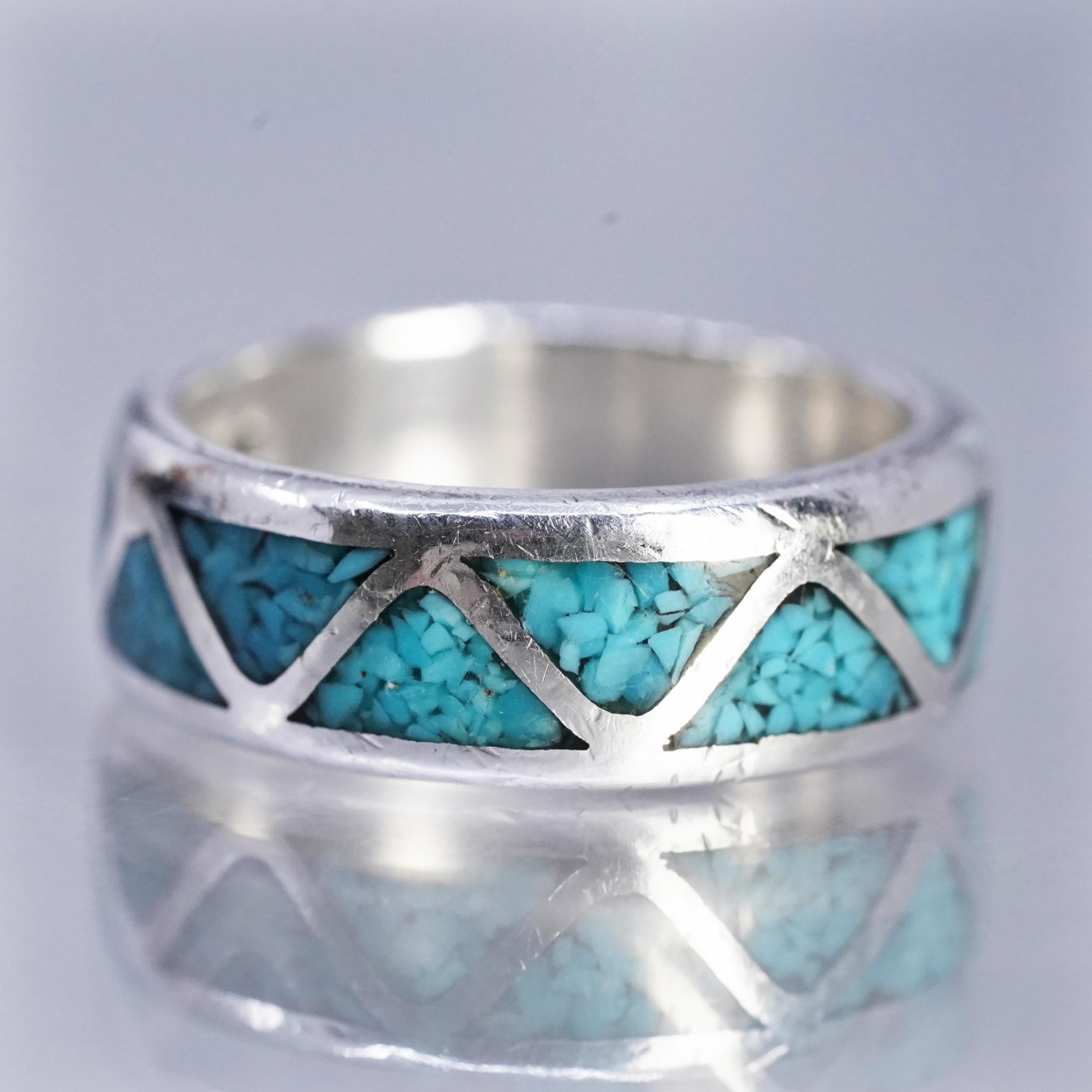 Size 5.25, Native American Zuni Sterling Silver Handmade Ring, 925