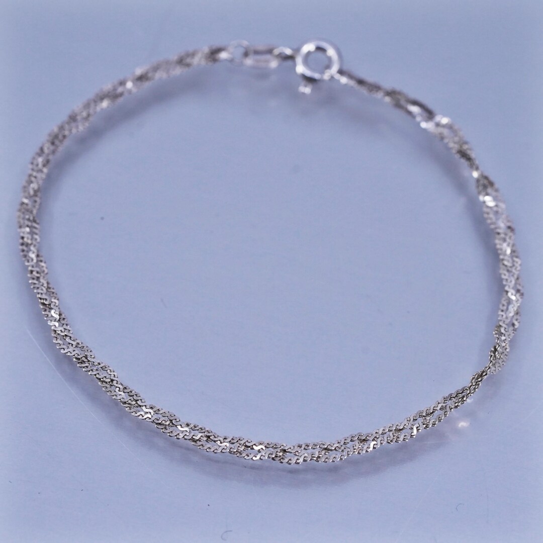 7.25”, 3mm, Vintage Italian Sterling 925 Silver Woven S Link