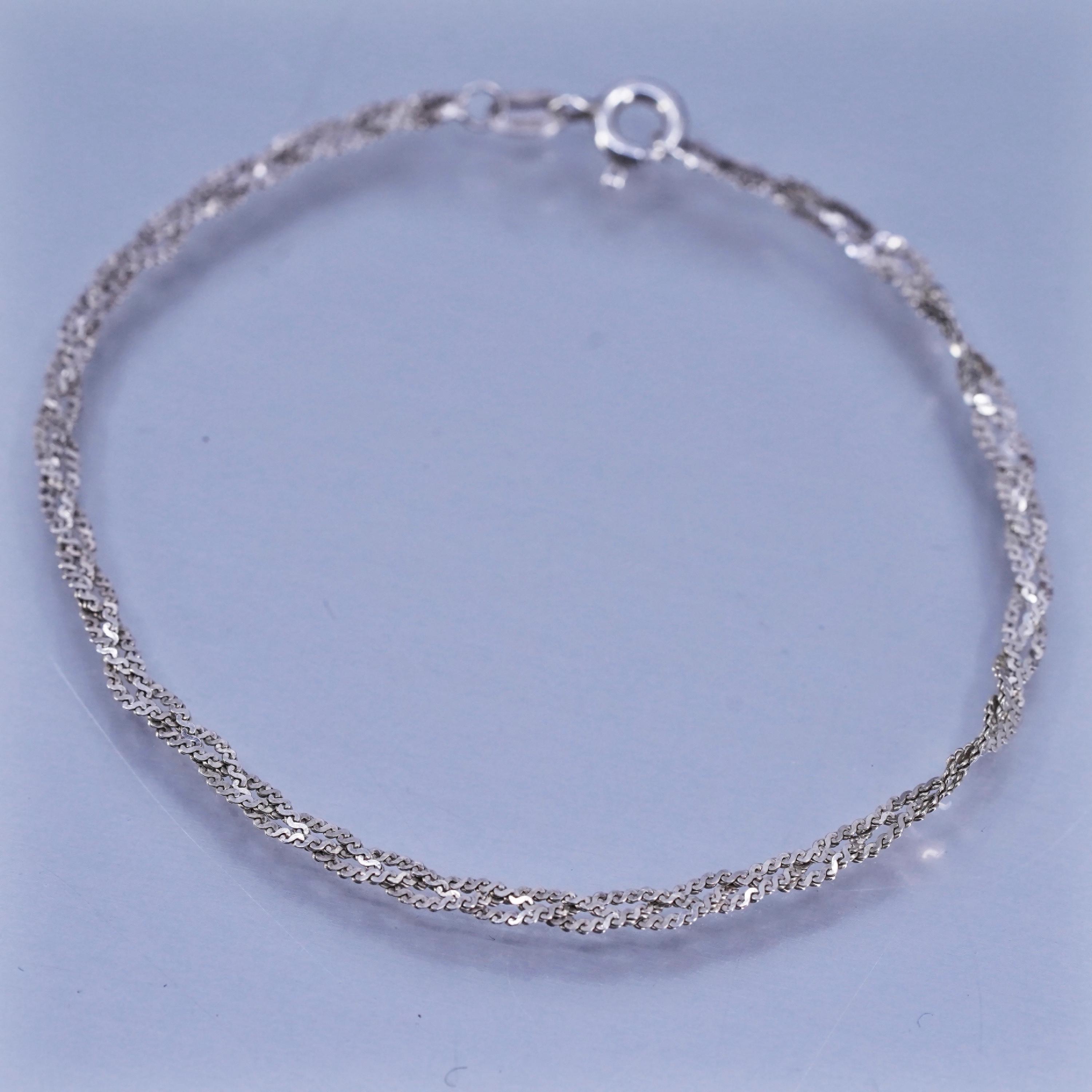 7.25”, 3mm, Vintage Italian Sterling 925 Silver Woven S Link