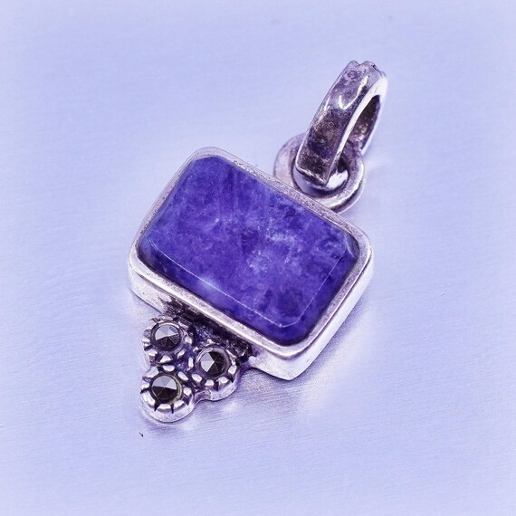 antique sterling 925 silver rectangular pendant w… - image 1