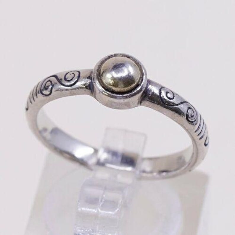 Sz 7 Vtg Brighton Sayan Sterling Silver Handmade Ring, 925 Band W/ Swirly image 1