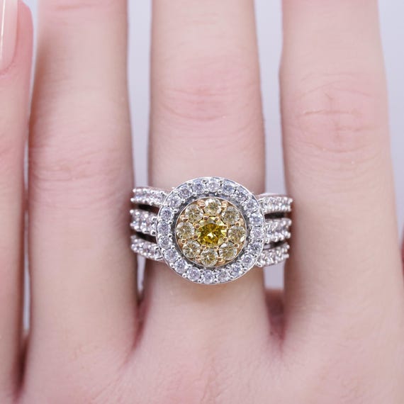 Size 9.25, vintage SJD Sterling 925 silver statement ring with cluster citrine, stamped 925 SJD View 3