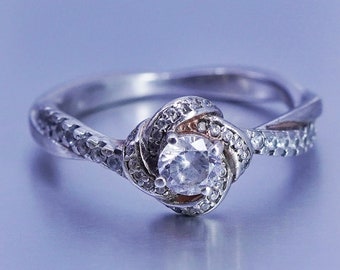 Size 7 Vintage Sterling 925 Silver Handmade Engagement Ring With Cz Stamped 925 IBB Etsy