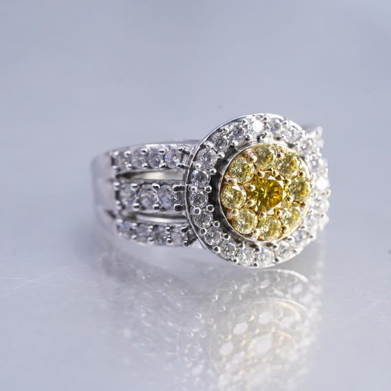 Size 9.25, vintage SJD Sterling 925 silver statement ring with cluster citrine, stamped 925 SJD View 4
