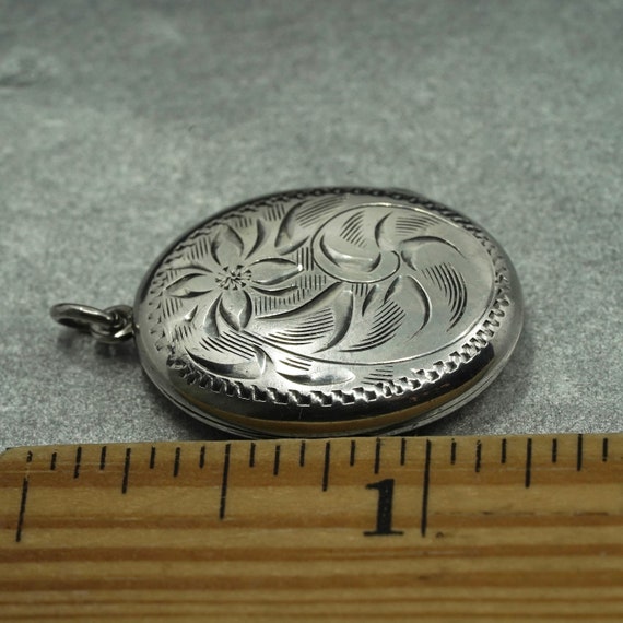 Vintage Sterling silver pendant charm, textured 9… - image 6