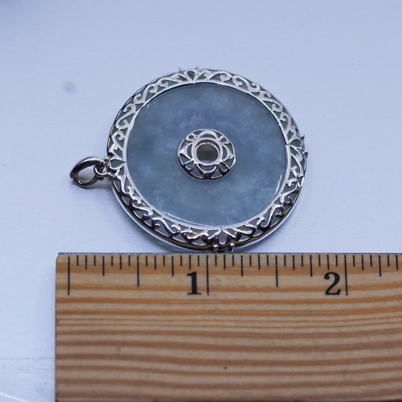 antique sterling 925 silver pendant with round ja… - image 5