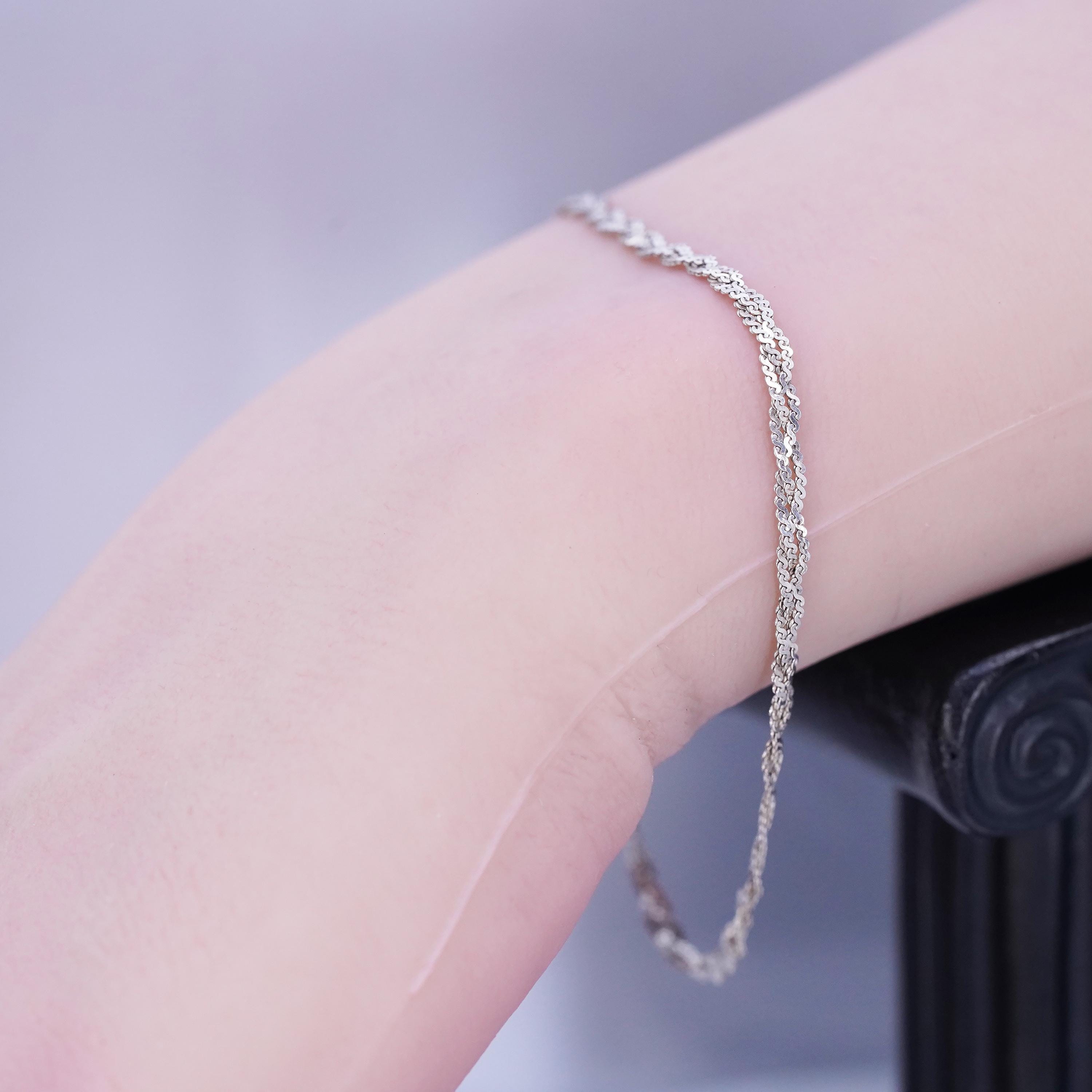 7.25”, 3mm, Vintage Italian Sterling 925 Silver Woven S Link