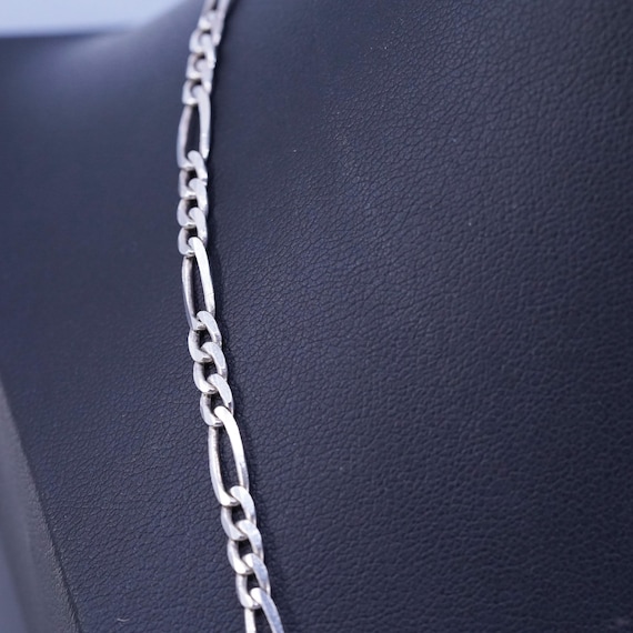 【 mexican　jewelry　925 】 23” 4mm, Vintage Mexican Sterling 925 Silver Figaro Chain Necklace