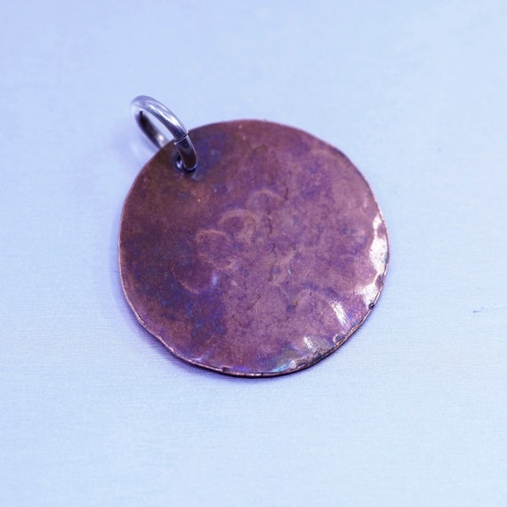 Vintage handmade hammered copper pendant charm em… - image 4
