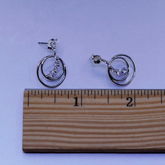 Vintage Sterling 925 silver circle earrings with … - image 7