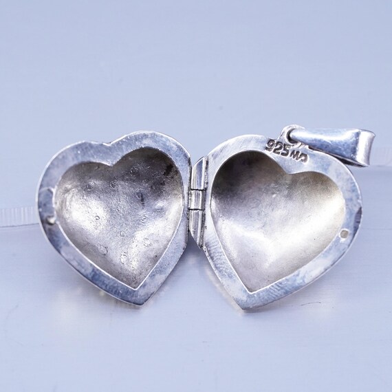 Vintage sterling silver heart charm pendant, 925 … - image 5