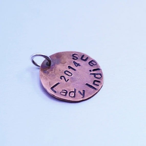 Vintage handmade hammered copper pendant charm em… - image 2