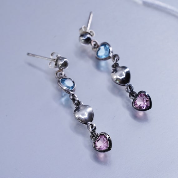 Vintage Sterling 925 silver earrings with amethys… - image 1