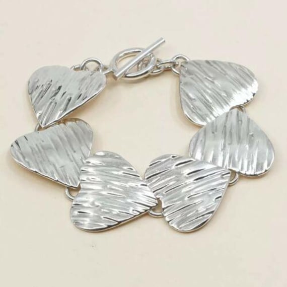 7”, Vintage Sterling Silver Handmade Bracelet, Italy 925 Bold