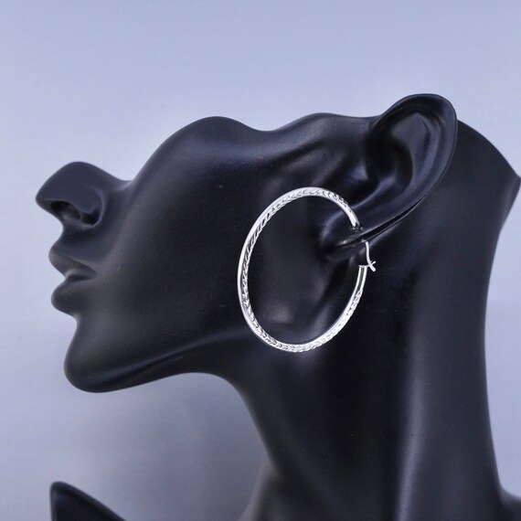 2”, vintage Sterling silver handmade earrings, te… - image 3