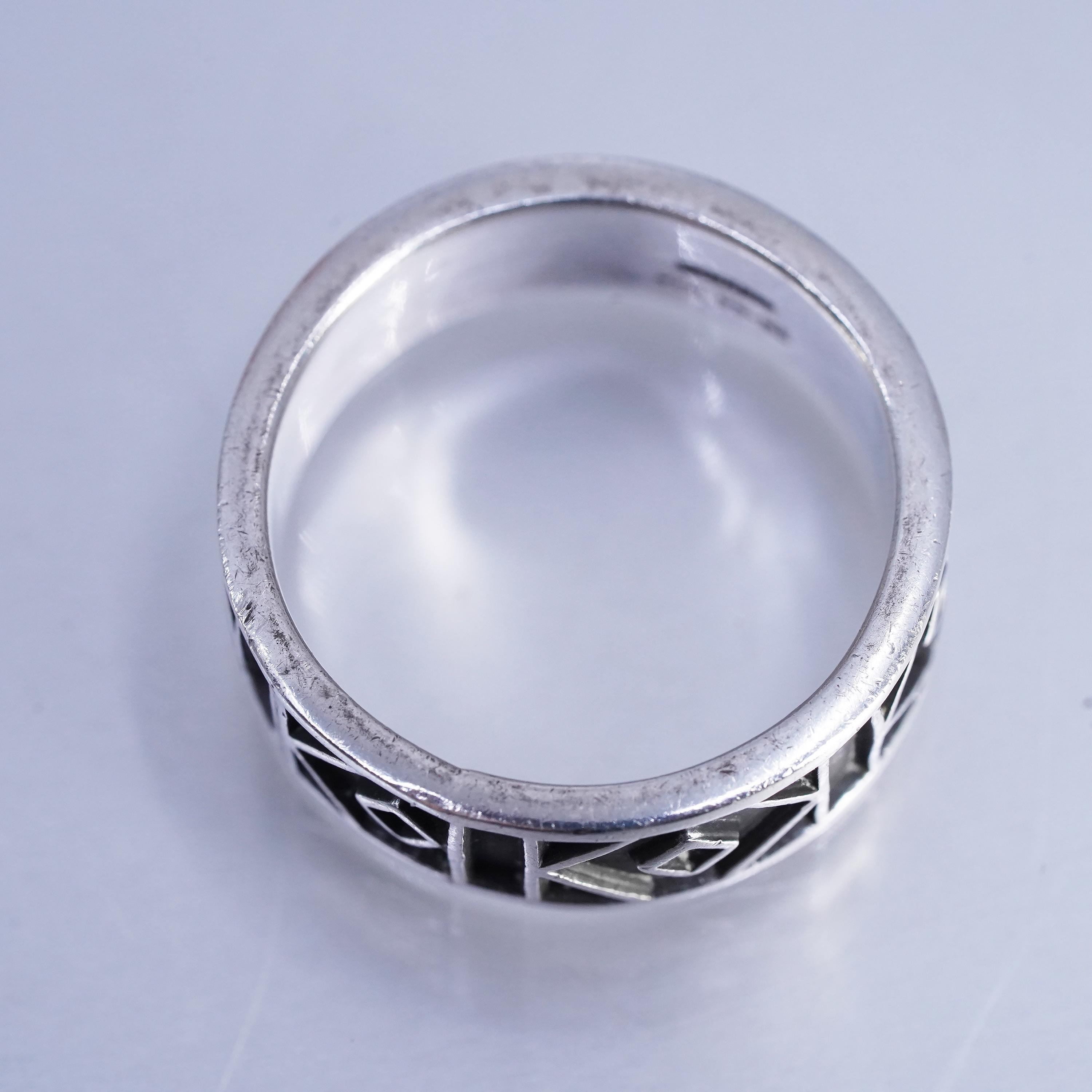 Vintage Mexican Sterling Silver Geometric Band Ring, Modernist