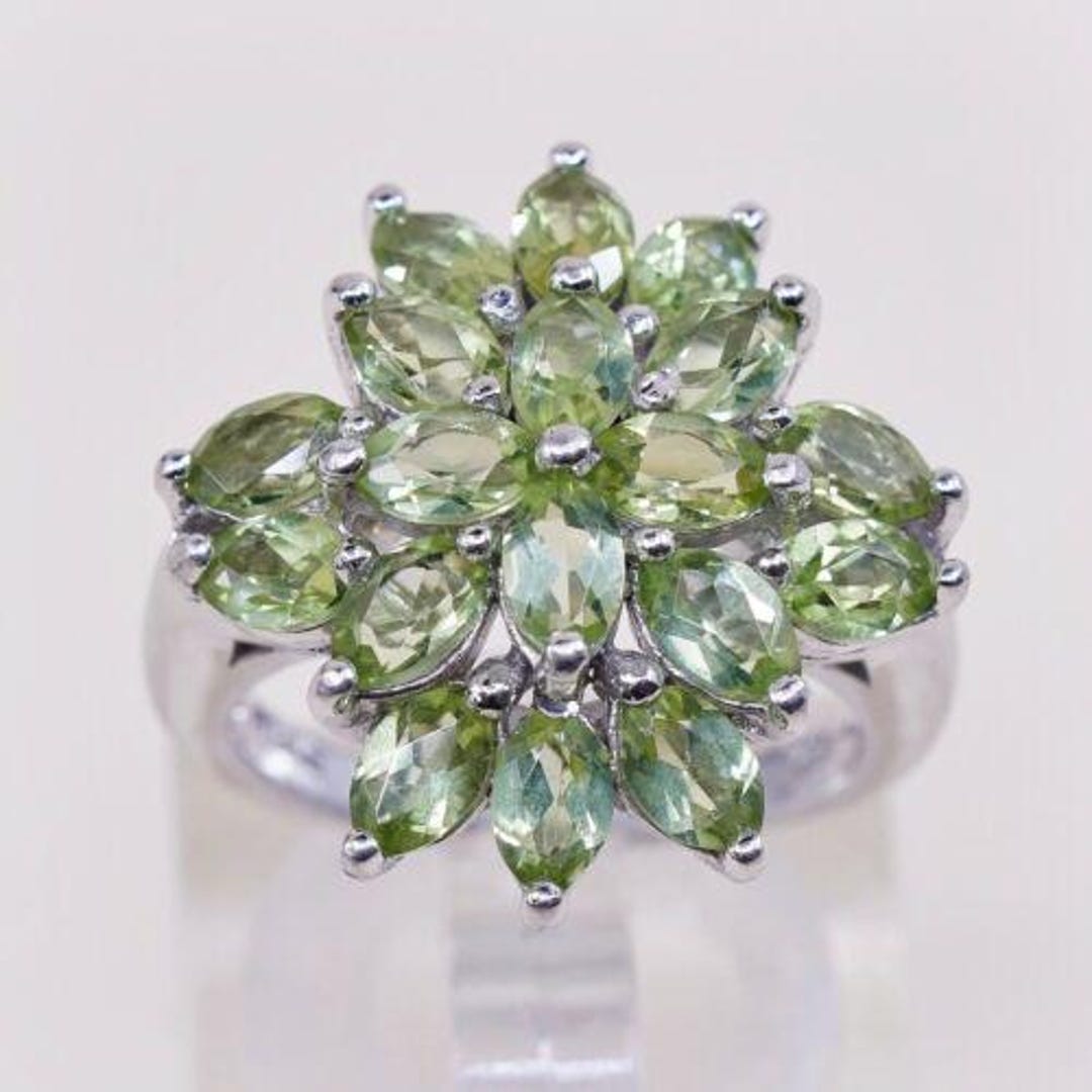 Sz 5, Vtg Stauer Sterling Silver Handmade Ring, 925 Flower W/ Marquise ...