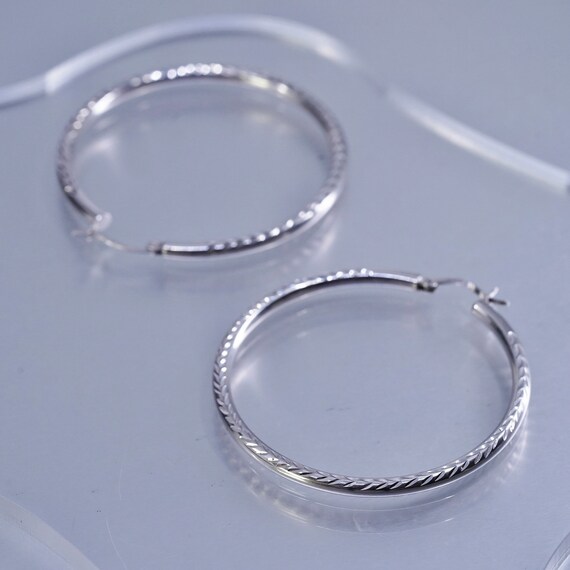 2”, vintage Sterling silver handmade earrings, te… - image 4