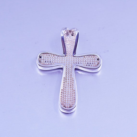 antique sterling 925 silver enamel cross pendant … - image 3