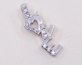 Vintage ALOV Sterling Silver Handmade Quote Pendant, 925 Heart