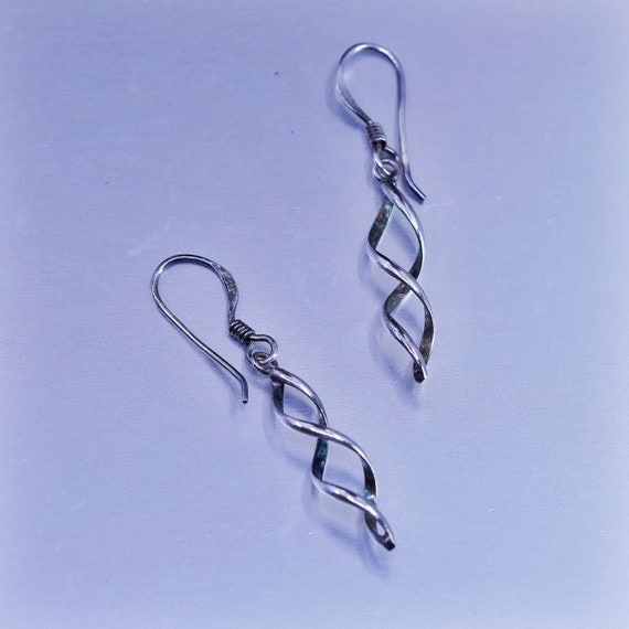 Vintage Sterling 925 silver handmade twisted earr… - image 4