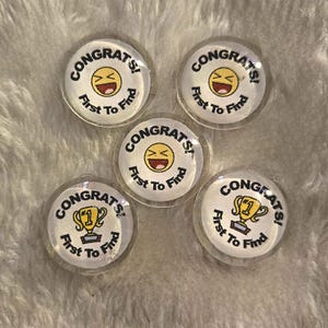 FTF First To Find Geocaching Geostones Magnets Pins - Custom Swag Prize - Set of 5