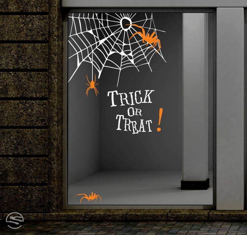 Halloween Door decals Halloween storefront decorations Etsy