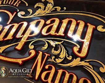 Custom gold window decal. Gilding effect window graphics.