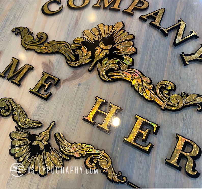 Gold Leaf Decals Gold Leaf Lettering Gold Leaf Window Etsy